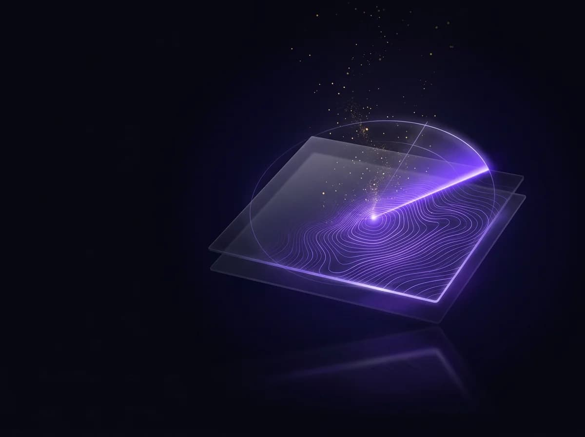 A luminous scan beam sweeping across an abstract website, revealing glowing data