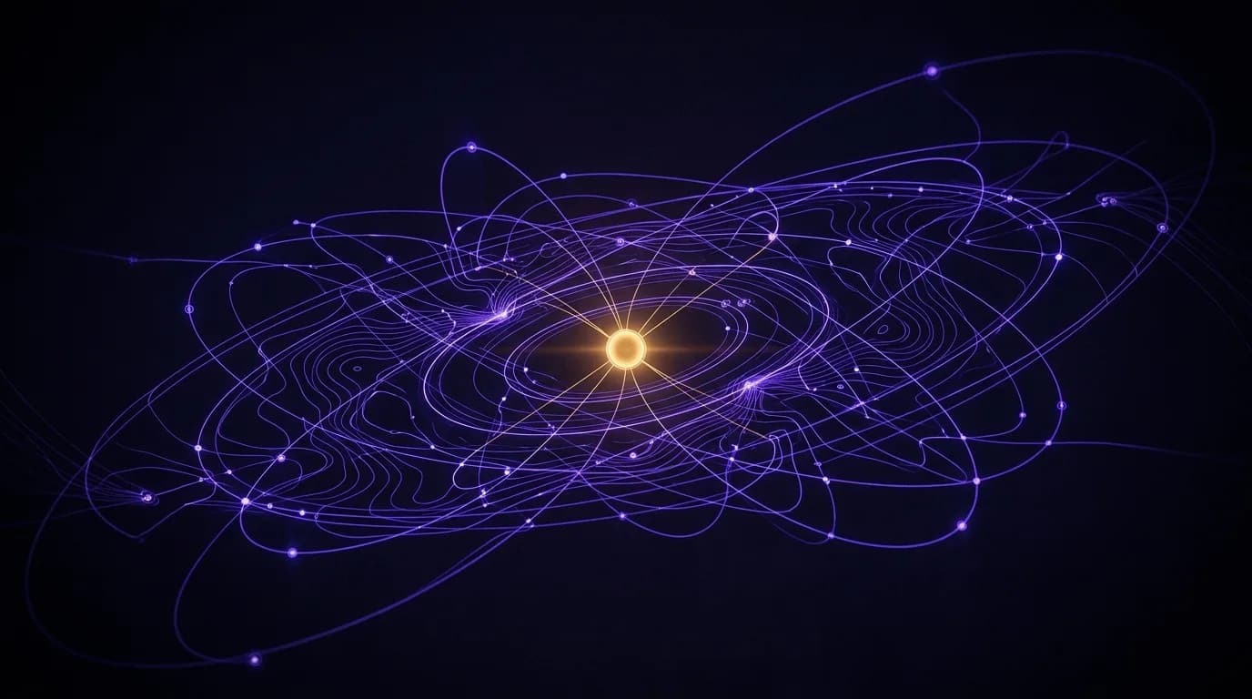 Un réseau lumineux de nœuds connectés qui travaille dans l’obscurité