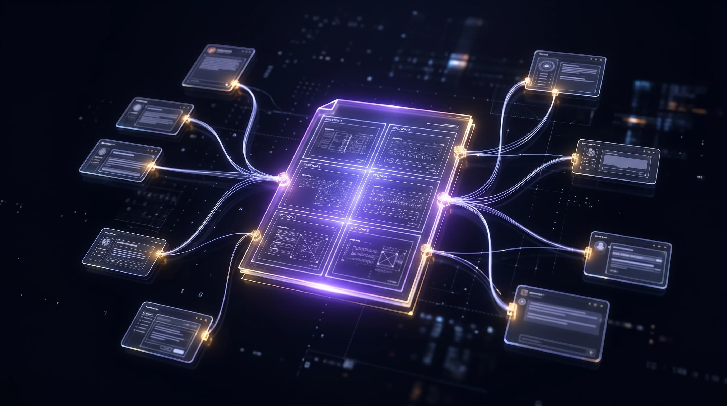 The AI Brand Brain document connecting to multiple AI platforms